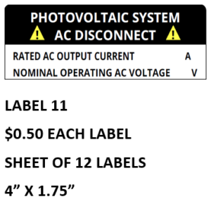 Warning - Photovoltaic System Disconnect