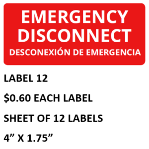 Warning - Emergency Disconnect