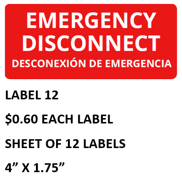 Warning - Emergency Disconnect