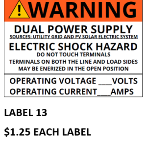 Warning - Photovoltaic System AC Disconnect