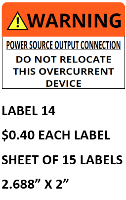 Warning - Power Source Output Connection