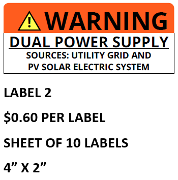 O42-01 Label, Warning Dual Power Supply